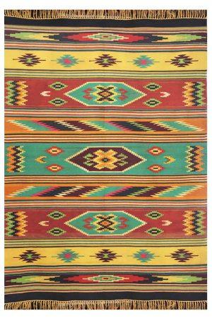 Afghan Kazak Kilim - Yellow And Red