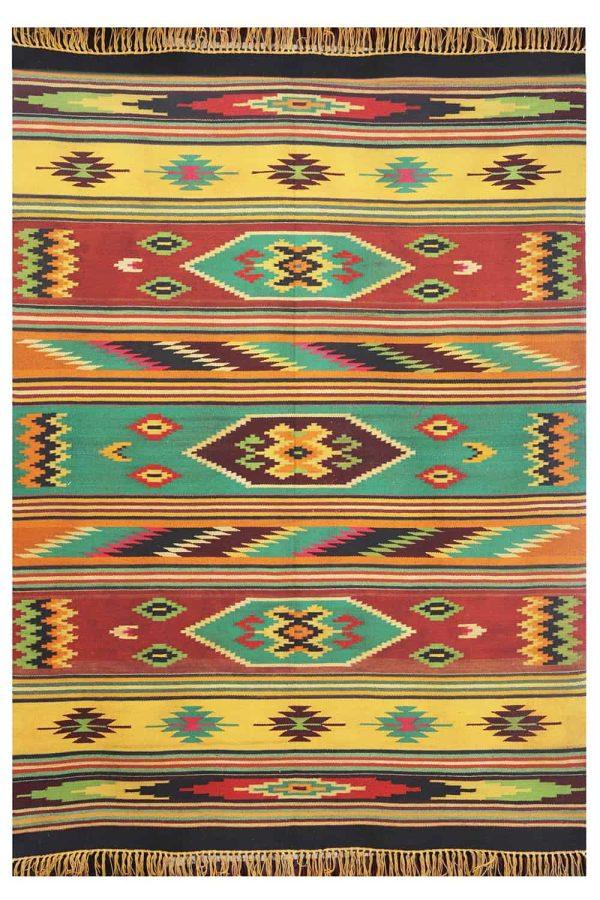 Afghan Kazak Kilim - Yellow And Red