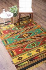 Afghan Kazak Kilim - Yellow And Red
