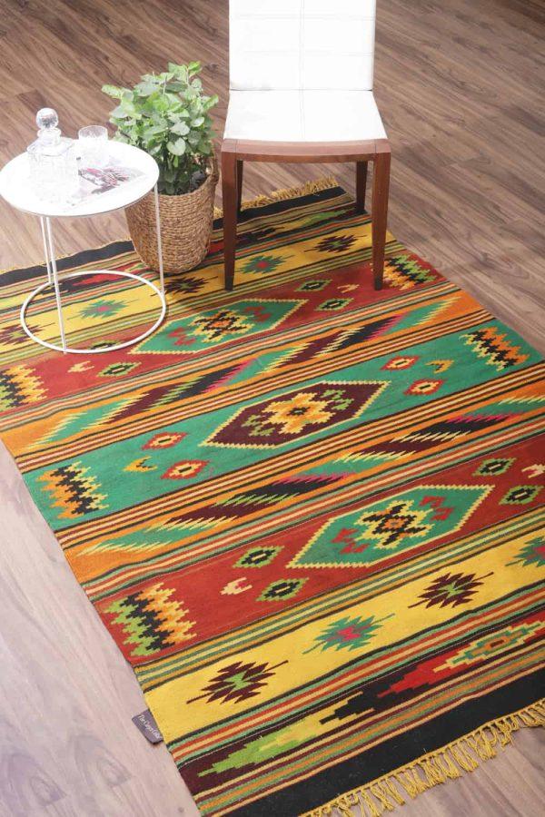 Afghan Kazak Kilim - Yellow And Red