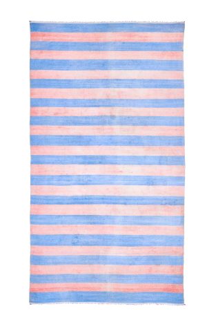 Antique Agra Jail Cotton Kilim - Blue And Rust