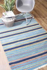 Vintage Agra Jail Cotton Kilim - Blue Hues