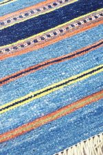 Vintage Agra Jail Cotton Kilim - Blue Hues