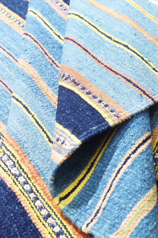 Vintage Agra Jail Cotton Kilim - Blue Hues
