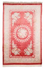 Chinese Aubusson Cut Work Handknotted Silk Carpet