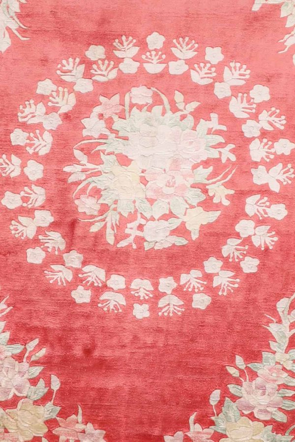 Chinese Aubusson Cut Work Handknotted Silk Carpet
