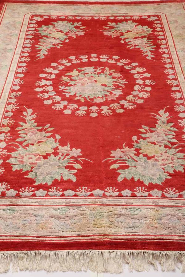 Chinese Aubusson Cut Work Handknotted Silk Carpet