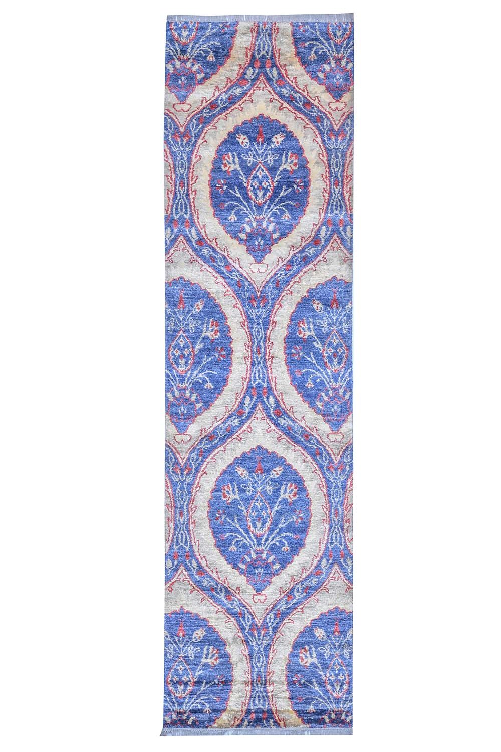 Damasque Saree Silk Runner – Sapphire
