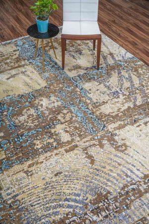 Distressed patterns in shades of brown on a modern carpet by Carpet Cellar