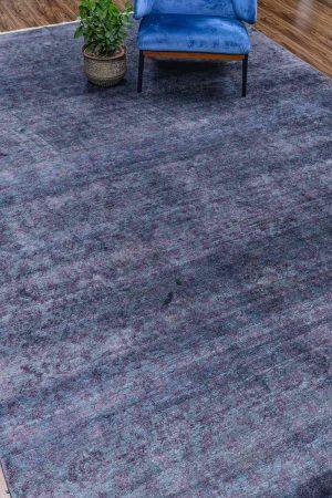 Deep blue grey modern carpet with white fringed border by Carpet Cellar