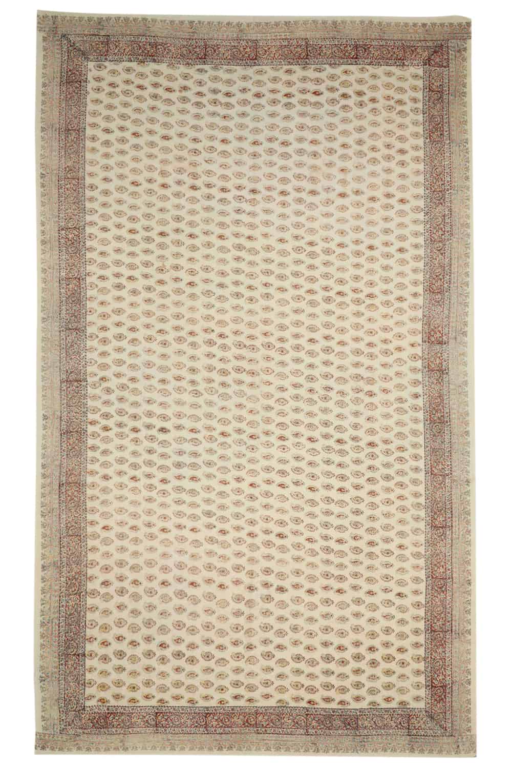 Vintage Persian Block Printed Paisley Textile – Beige