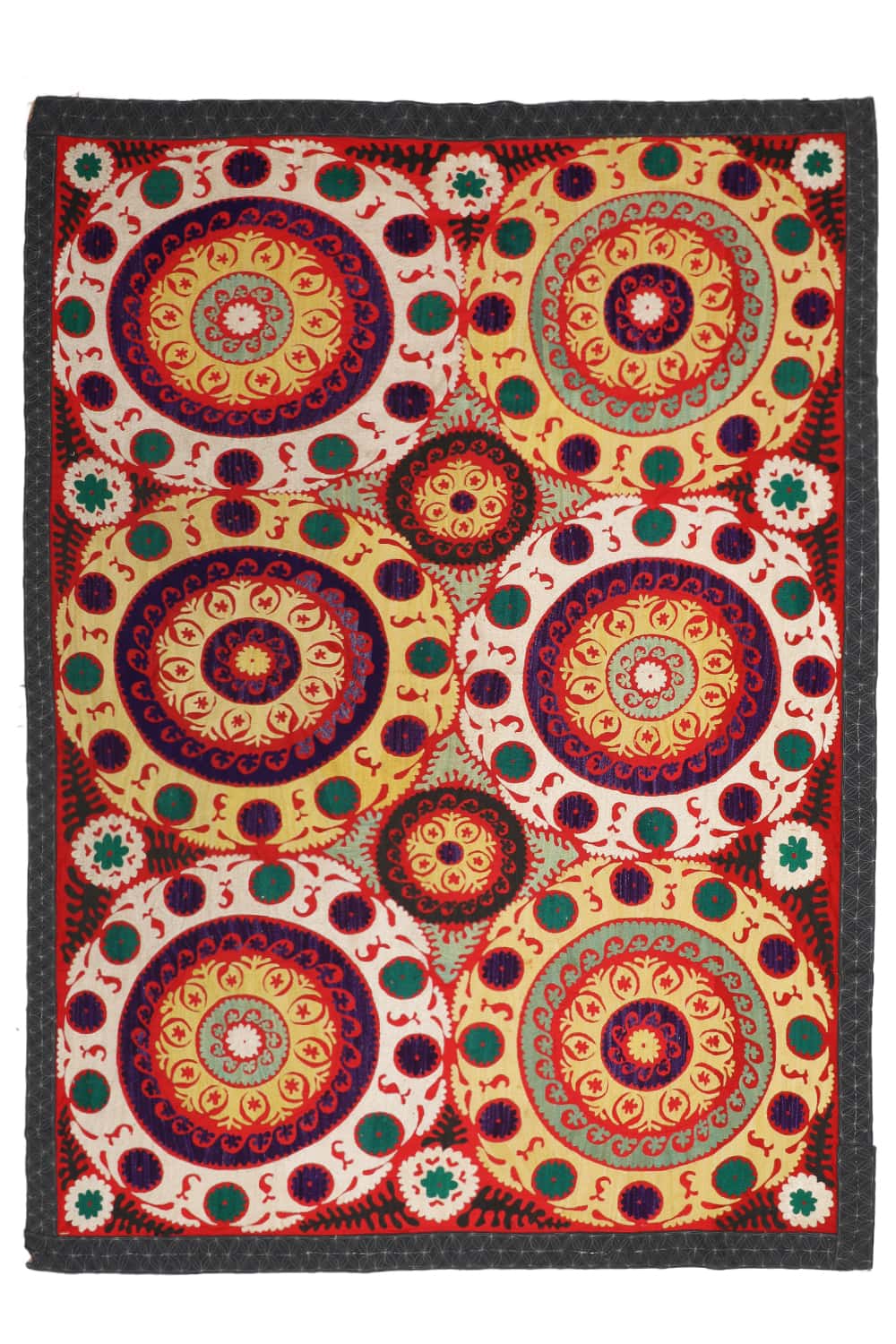 Vintage Tribal Uzbek Suzani Hand Embroidered Textile – Red and White