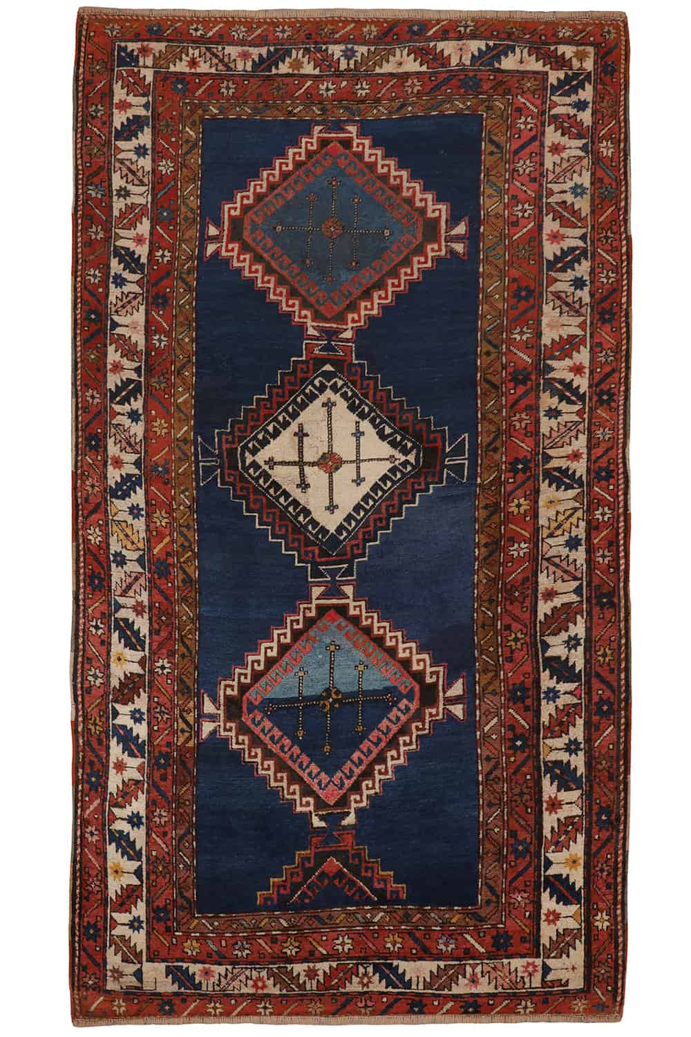 Vintage Tribal Afshar – Dark Blue and Sand brown