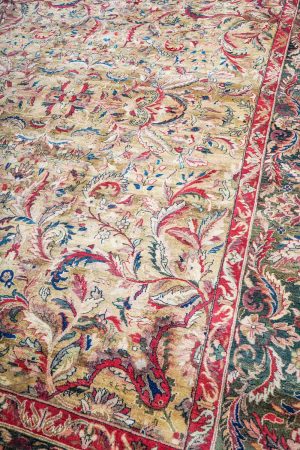 Light Brown and Green handcrafted Antique Persian Carpets made from Wool by Carpet Cellar