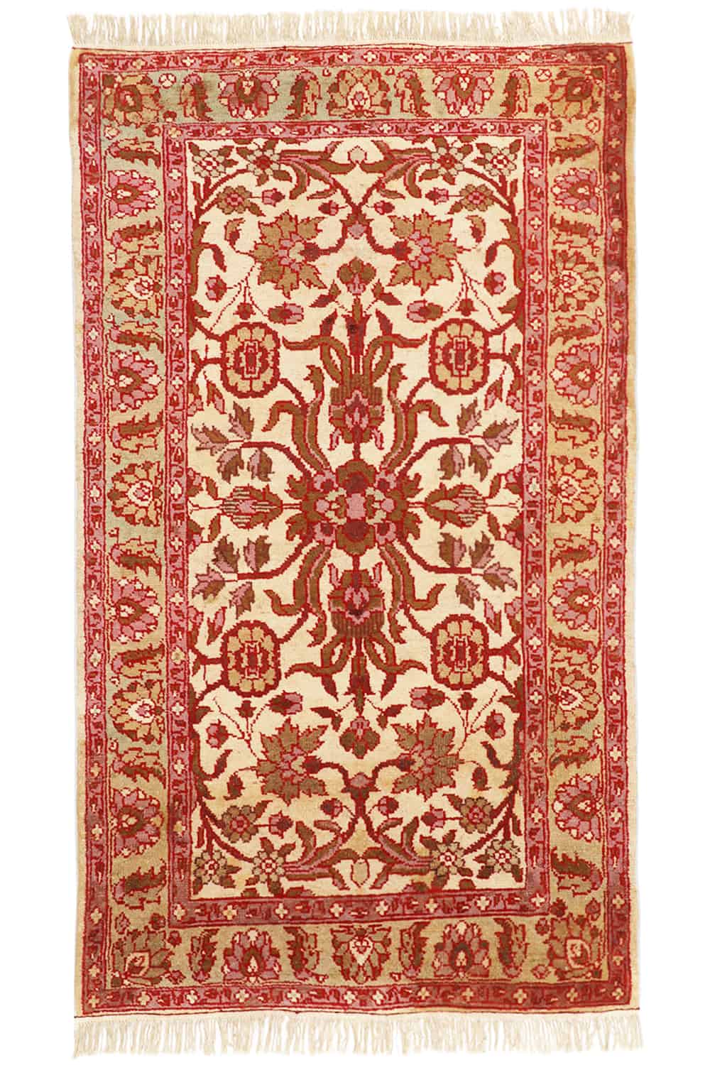 Vintage Agra Jail Summer Cotton Carpet – Red Floral Formation