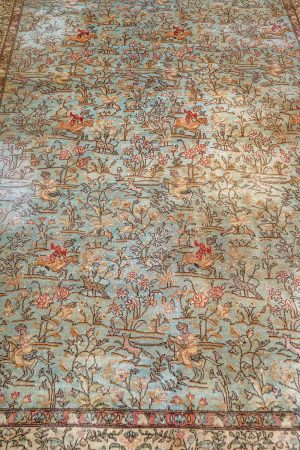 Light Blue and Light Brown handcrafted Antique Persian Carpets made from Wool by Carpet Cellar