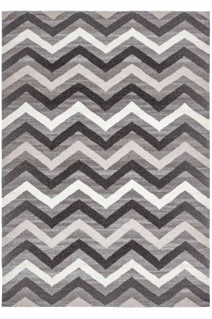 Chevron Woollen Flatweave - Granite Grey