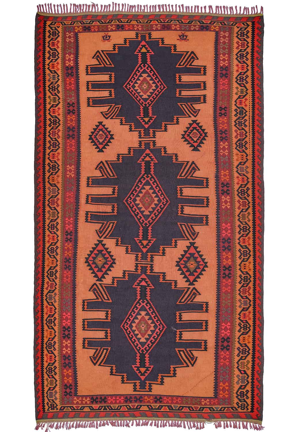 Vintage Eagle Kazak Kilim – Burnt Sienna
