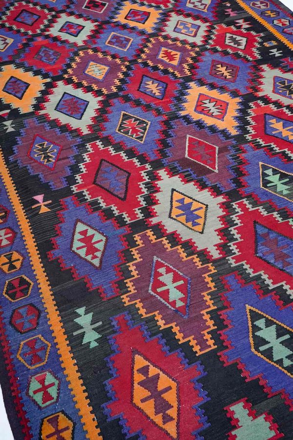 Vintage Eagle Kazak Kilim - Purple