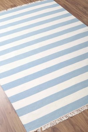 Blue Grey and White handcrafted Flatweave Rugs made from Cotton by Carpet Cellar