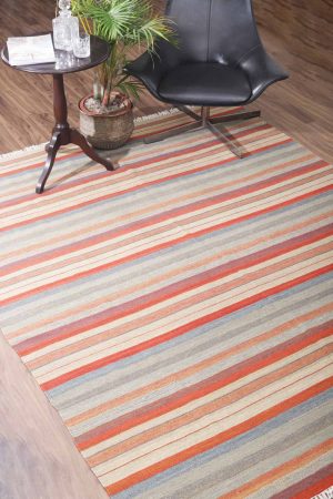 Rustic Red and Blue Grey handcrafted Flatweave Rugs made from Cotton by Carpet Cellar