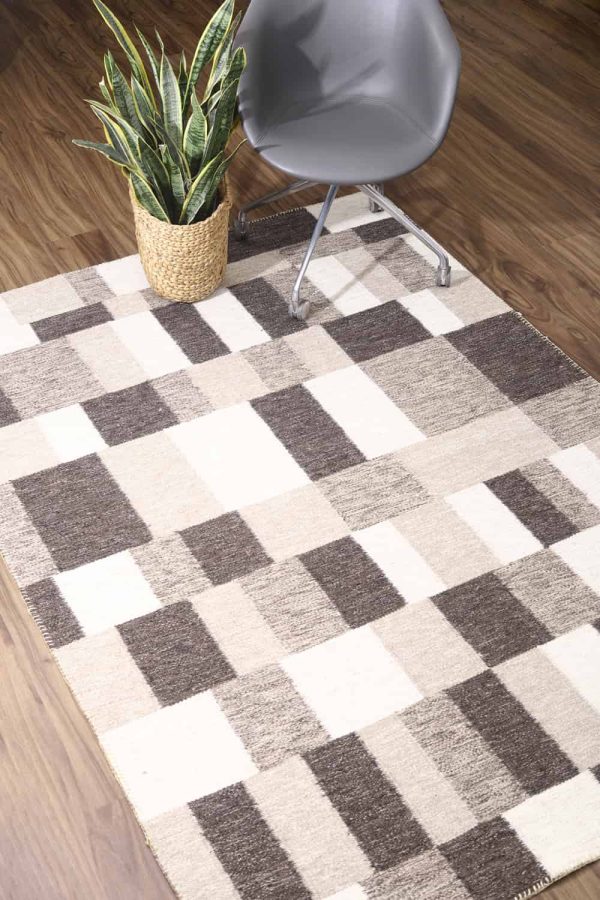 Indo Architectural Woollen Flatweave - Boxed in Grey