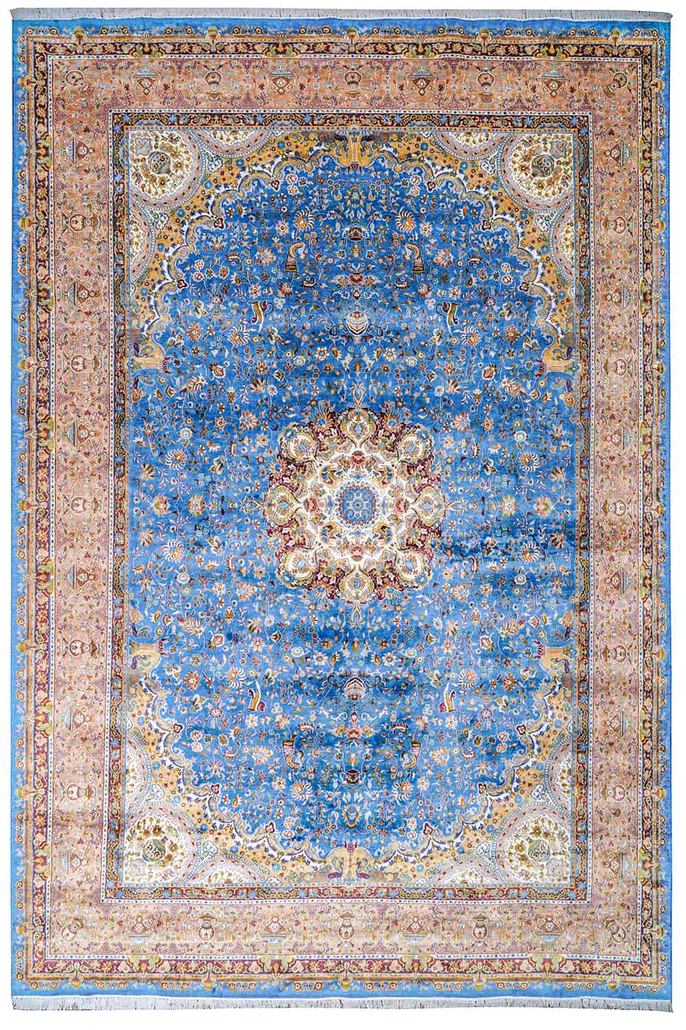 Indo Kashan – Silk on Cotton – Lapis Blue