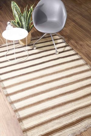 Brown and Beige handcrafted Flatweave Rugs made from Wool by Carpet Cellar