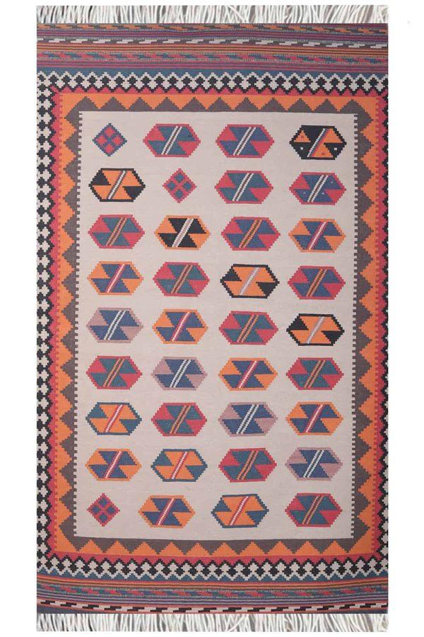 Kazak Inspired Flatweave Rug - Quadilateral