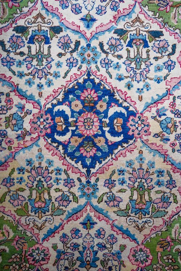 Antique Kirman Lattice - Floral Diamonds