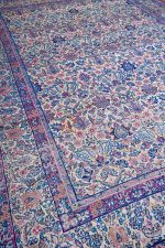 Antique Laver Kerman - Persian Blue Florals