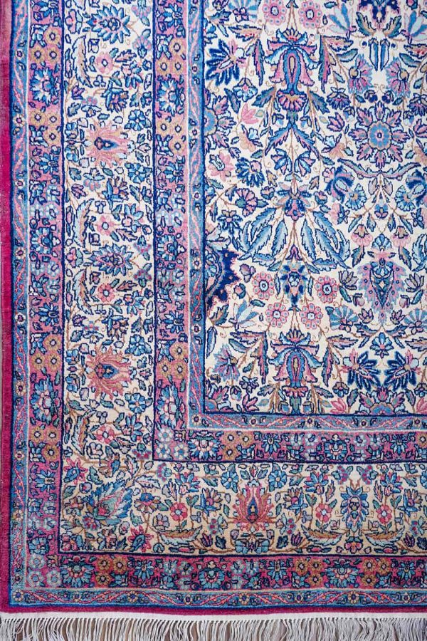 Antique Laver Kerman - Persian Blue Florals