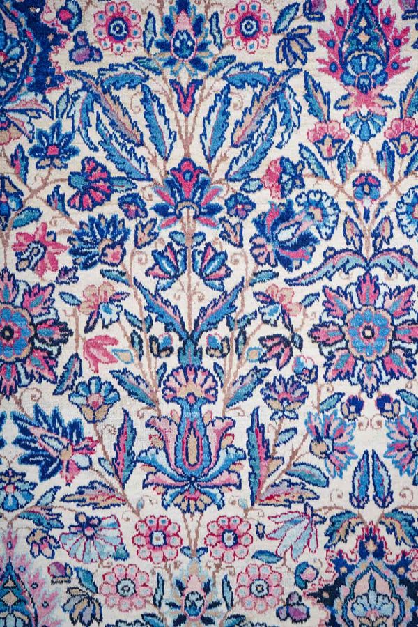 Antique Laver Kerman - Persian Blue Florals