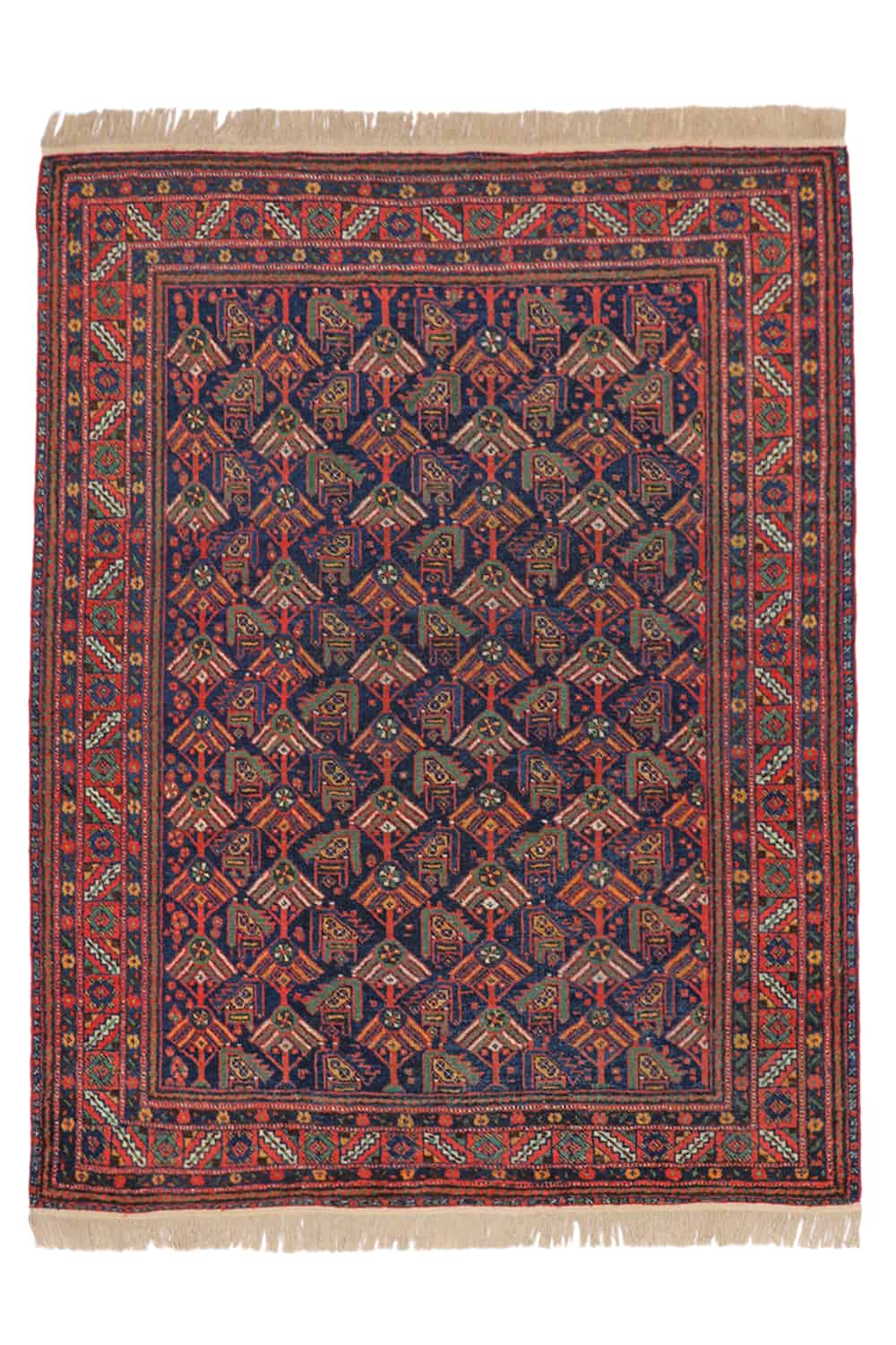 Antique Persian Tribal Afshar Rug – Red on Blue
