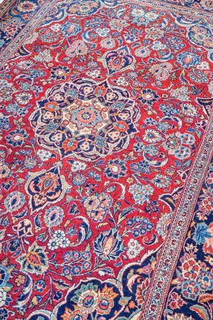 red and dark blue handcrafted Antique Persian Carpets made from Wool by Carpet Cellar