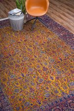 Antique Royal Kurk Kashan - Mustard Fileds