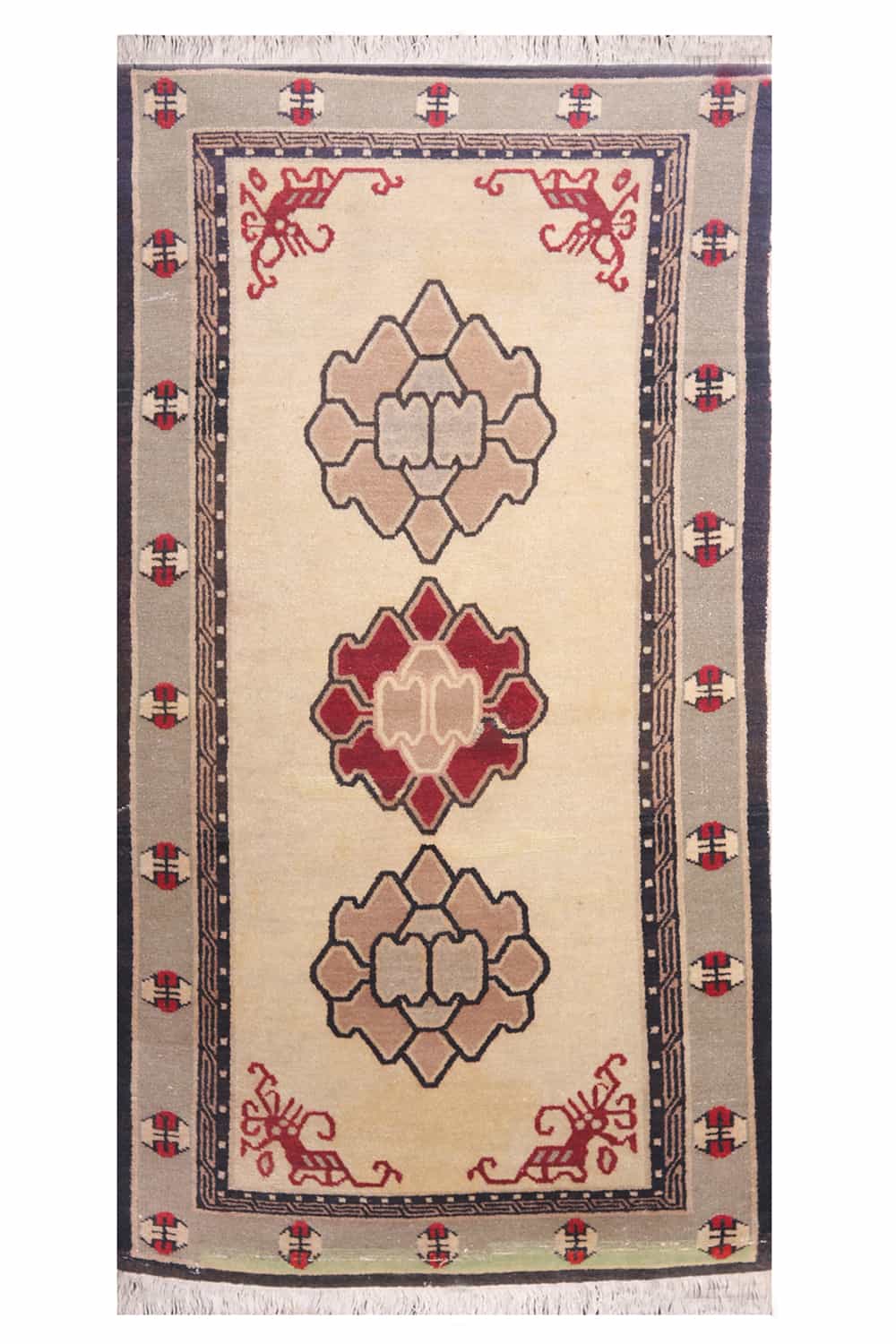 Tibetan Khaden Meditation Rug – 3 Flowers
