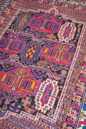 Madder Red and Dark Blue handcrafted Vintage Carpets made from Wool by Carpet Cellar