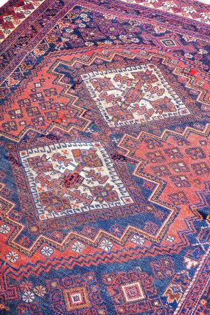 Rustic Red and Dark Blue handcrafted Vintage Carpets made from Wool by Carpet Cellar