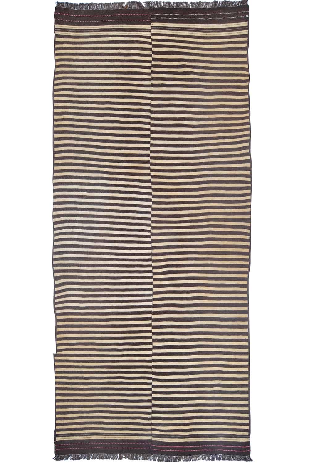 Tribal Bamiyani Kilim – Narrow Brown Stripes