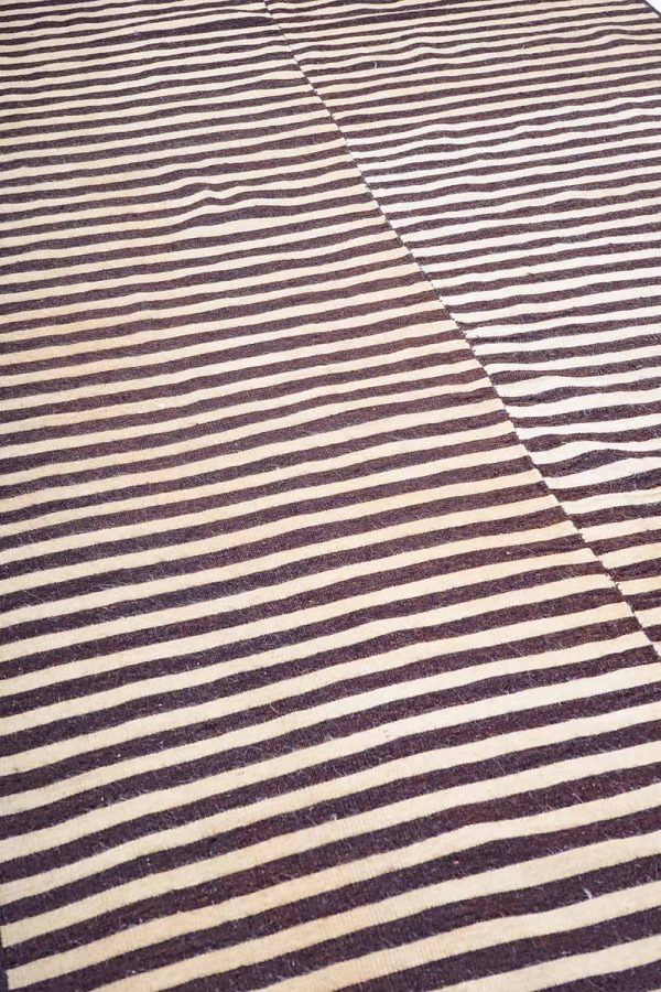 Tribal Bamiyani Kilim - Narrow Brown Stripes
