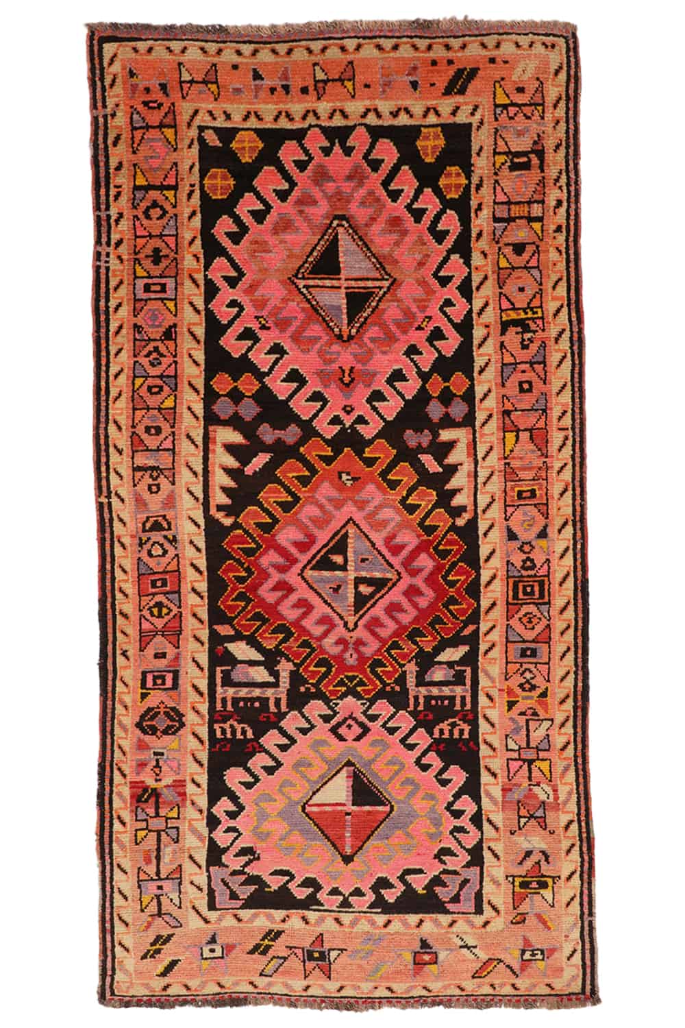 Antique Tribal Caucasian Kazak Rug – Light Pink