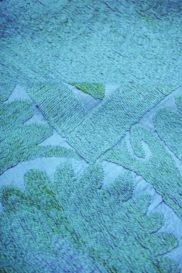 Tribal Uzbek Suzani Embroidered Textile - Overdyed Turquoise