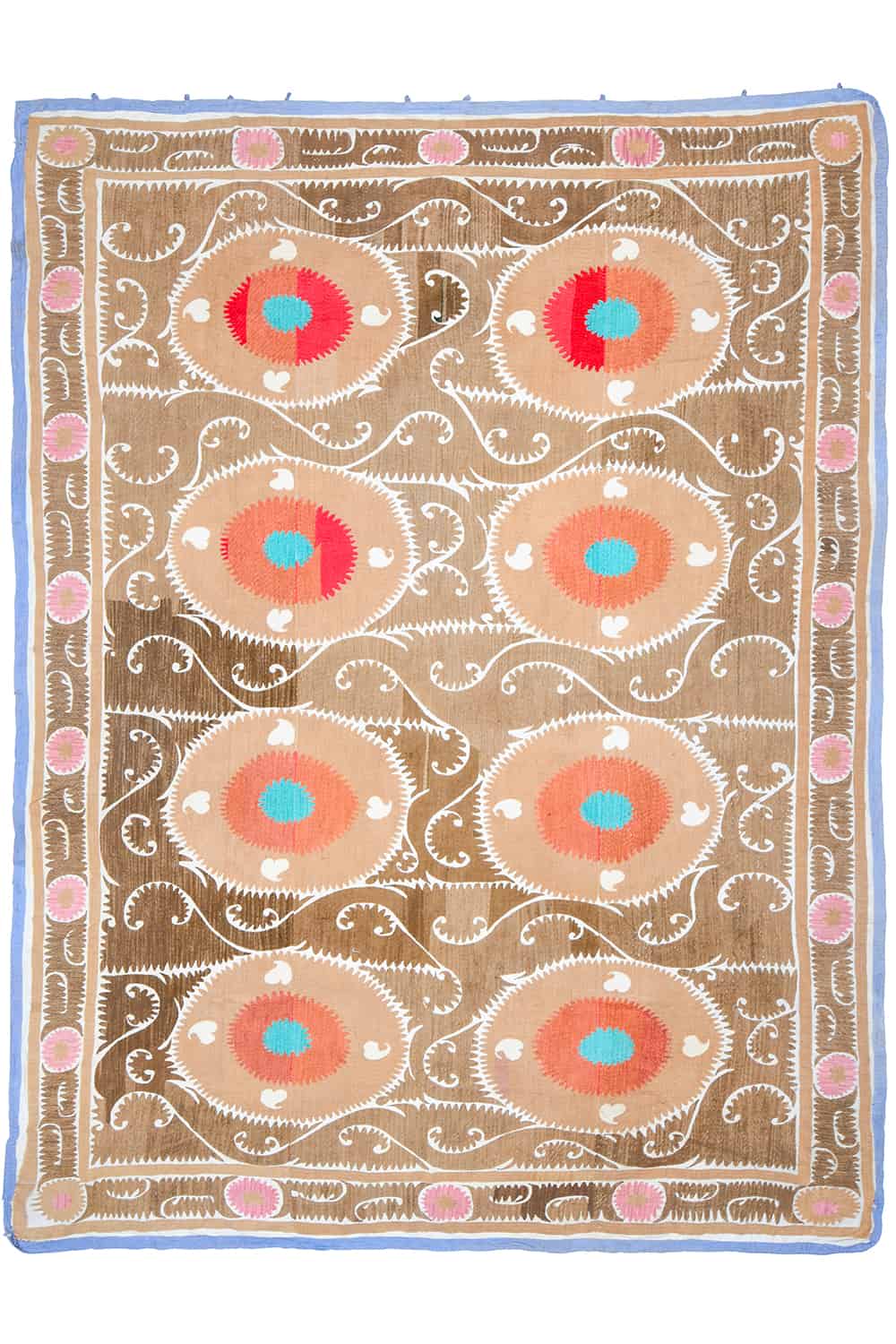 Tribal Uzbek Suzani Embroidered Textile – Sandy Brown