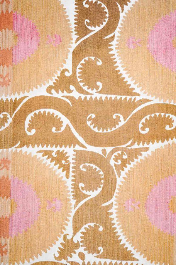 Tribal Uzbek Suzani Embroidered Textile - Light Brown