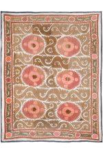 Tribal Uzbek Suzani Embroidered Textile - Shades of Brown