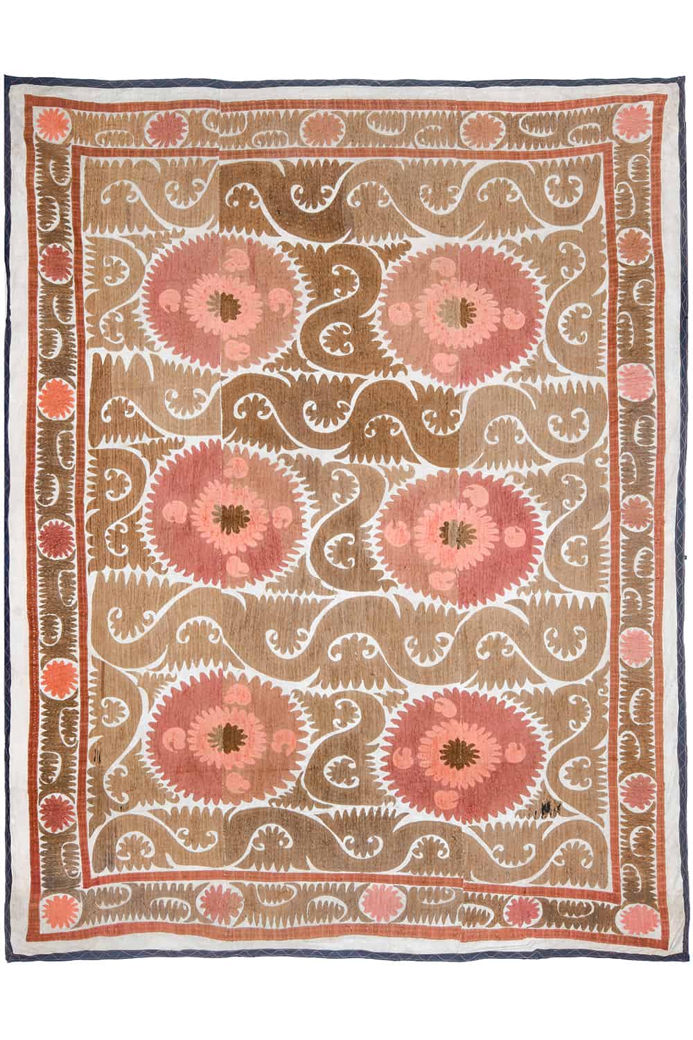Tribal Uzbek Suzani Embroidered Textile – Shades of Brown