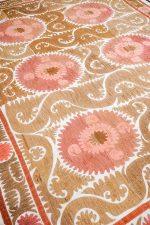 Tribal Uzbek Suzani Embroidered Textile - Shades of Brown