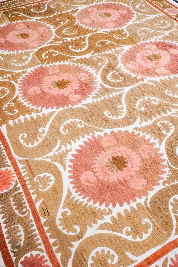 Tribal Uzbek Suzani Embroidered Textile - Shades of Brown