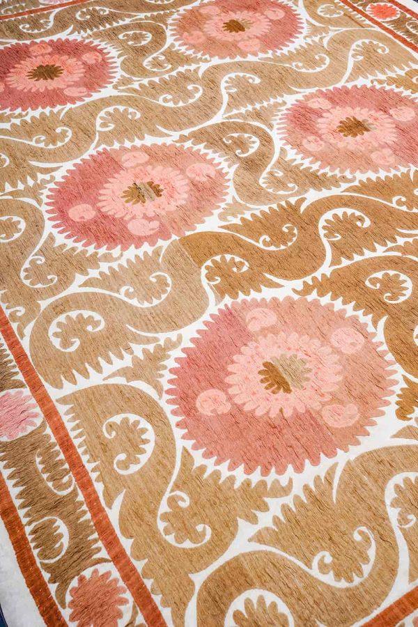 Tribal Uzbek Suzani Embroidered Textile - Shades of Brown